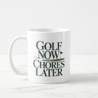 Golf Now Chores Later Retro Golf Humour Coffee Mug