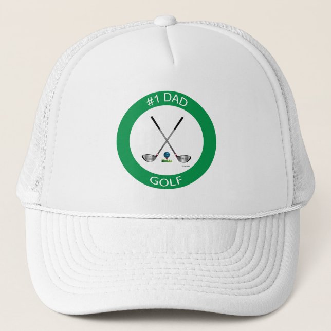 GOLF Number One Dad, Cool Golf Trucker Hat (Front)