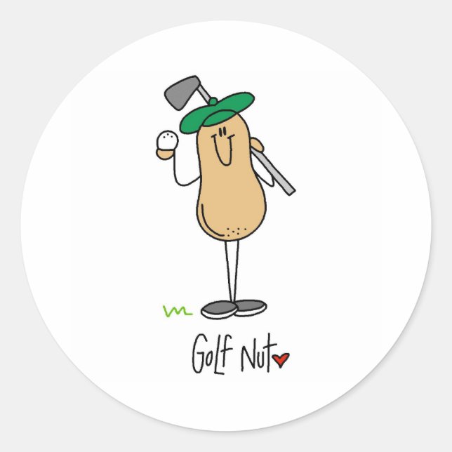 Golf Nut Classic Round Sticker (Front)