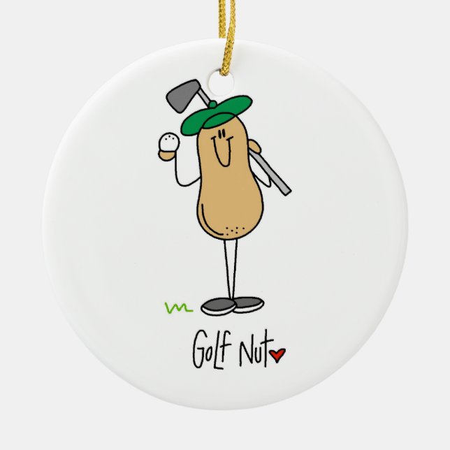 Golf Nut T-shirts and Gifts Ceramic Tree Decoration (Front)