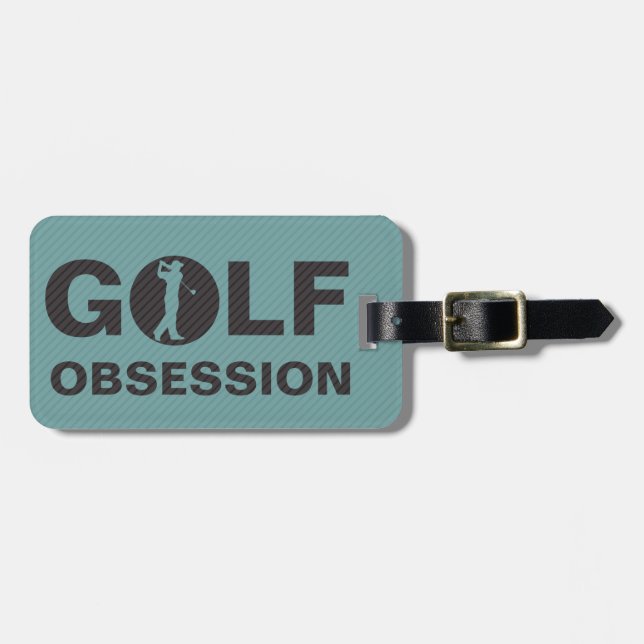 Golf Obsession Black Slate Personalised Bag Tag (Front Horizontal)