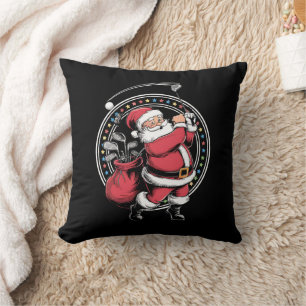 Golf Oh Christmas Santa Claus Vintage Golfer Golfi Cushion