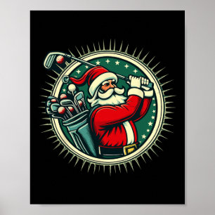 Golf Oh Christmas Tee Santa Claus Vintage Golfer G Poster