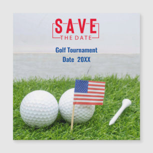 Golf Outing Save the Date with Flag of America