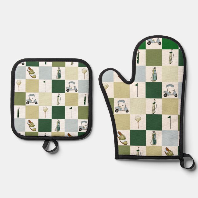 Golf  oven mitt & pot holder set (Front)
