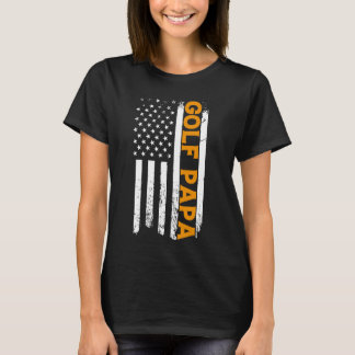 GOLF PAPA Sports Dad Player Coach USA Flag T-Shirt