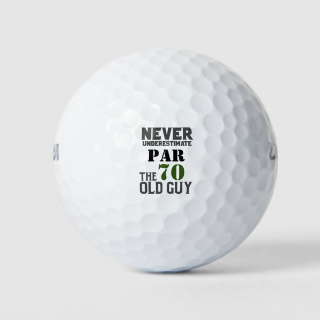 Golf Par 70 for golfer 70th Birthday Balls (Front)