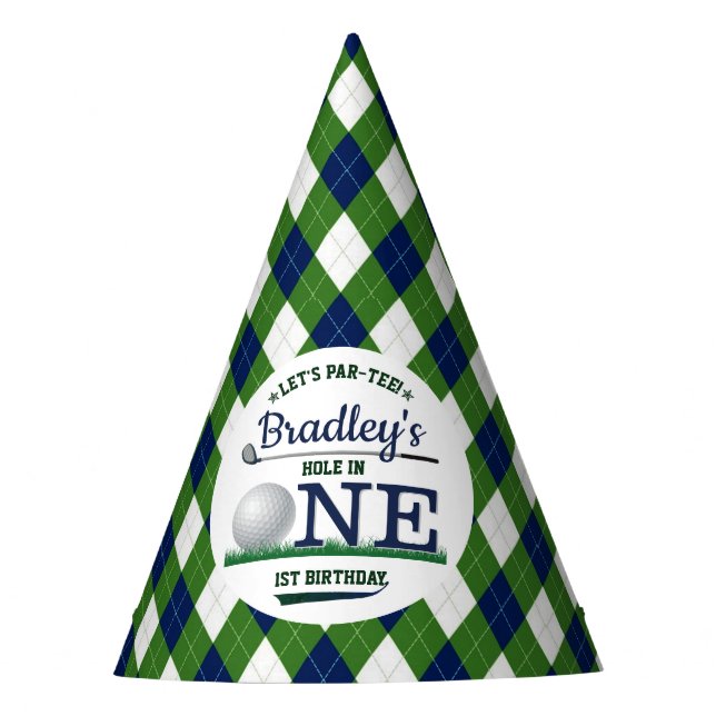 Golf PAR-TEE 1st Birthday Party Hat (Front)