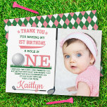 Golf PAR-TEE 1st Birthday Photo Thank You Card<br><div class="desc">Say thank you in style with these trendy 1st birthday thank you cards. The template wording is easy to personalise and your family and friends will be thrilled when they receive these fabulous thank yous.</div>
