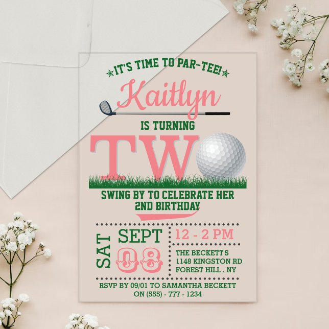 Golf PAR-TEE 2nd Birthday Acrylic Invitations (Creator Uploaded)