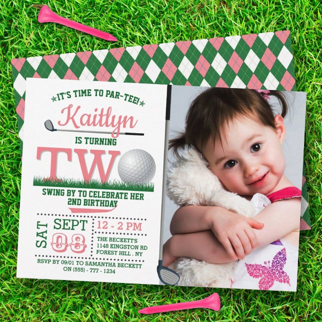 Golf PAR-TEE 2nd Birthday Photo Invitation (Creator Uploaded)