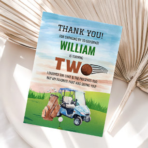 Golf PAR-TEE 2nd Birthday Thank You Card