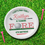 Golf PAR-TEE 4th Birthday Paper Plate<br><div class="desc">Celebrate in style with these trendy 4th birthday paper plates. The design is easy to personalise with your own wording and your family and friends will be thrilled when they see these fabulous party plates.</div>