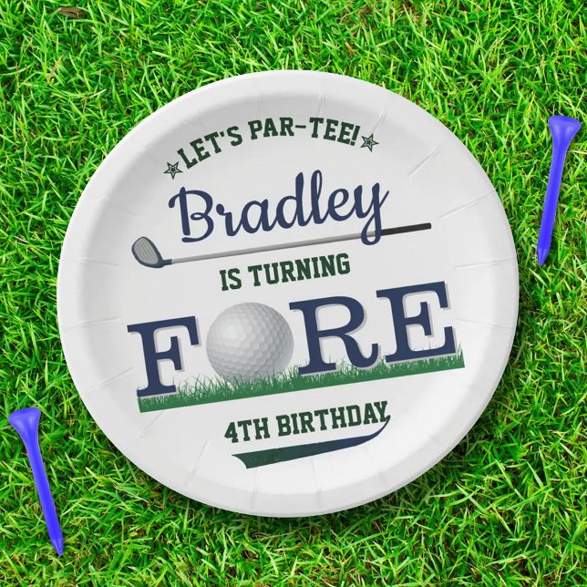 Golf PAR-TEE 4th Birthday Paper Plate (Creator Uploaded)