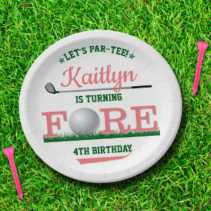 Golf PAR-TEE 4th Birthday Paper Plate