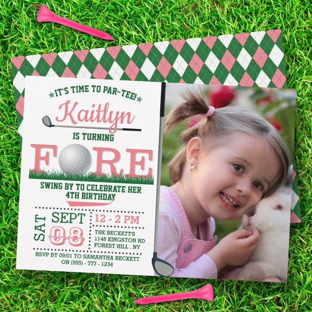 Golf PAR-TEE 4th Birthday Photo Invitation (Creator Uploaded)