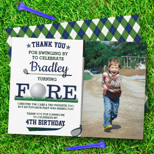 Golf PAR-TEE 4th Birthday Photo Thank You Card
