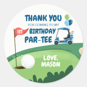 Golf Par-Tee Cupcake Topper Boy Birthday Favour Cl Classic Round Sticker