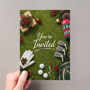 Golf Par tee Golfer Christmas Party Acrylic Invitations