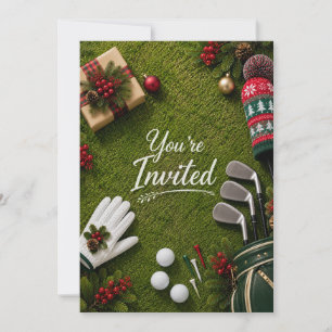 Golf Par tee Golfer Christmas Party Invitation