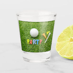 Golf Par Tee on green grass for golfer party Shot Glass