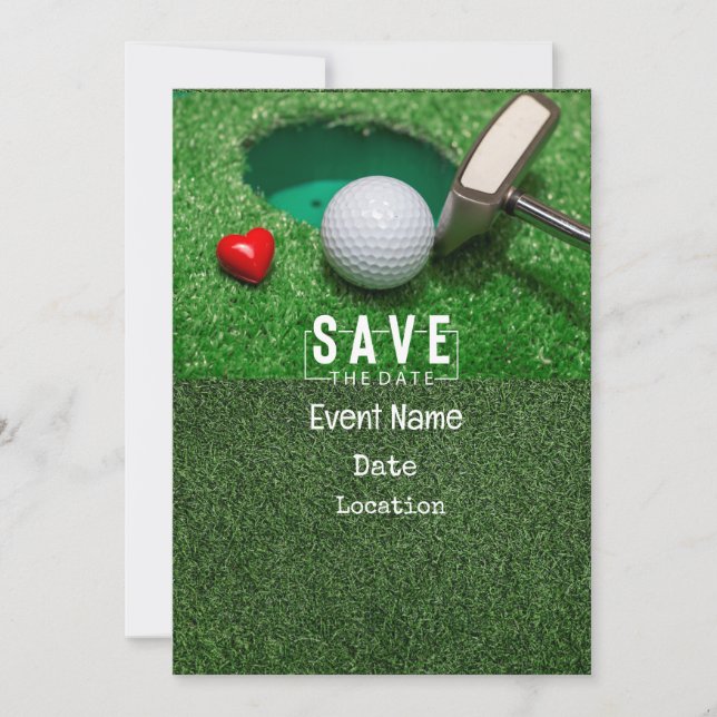Golf Par tee party invitation with golf ball (Front)