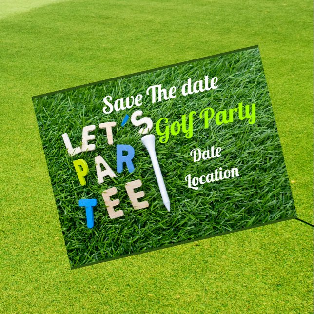 Golf Par tee party invitation with golf ball Postcard (Creator Uploaded)