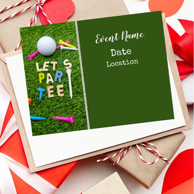 Golf Par tee party invitation with golf ball Postcard (Creator Uploaded)