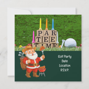 Golf Par tee party Santa Claus Christmas BBQ Save The Date