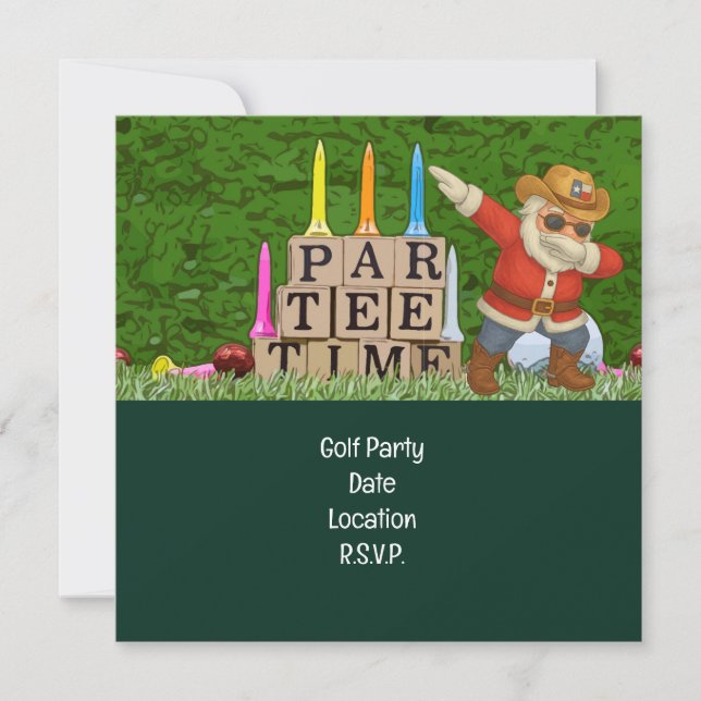 Golf Par tee party Santa Claus Christmas Dabbing Save The Date (Front)