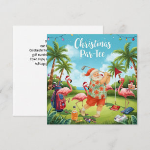 Golf Par tee party Santa Claus Christmas Flamingo Save The Date