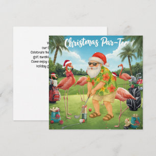 Golf Par tee party Santa Claus Christmas Flamingo Save The Date