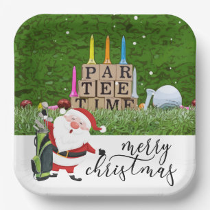 Golf Par tee party Santa Claus Christmas funny Paper Plate