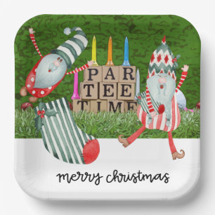 Golf Par tee party Santa Claus Christmas funny  Paper Plate