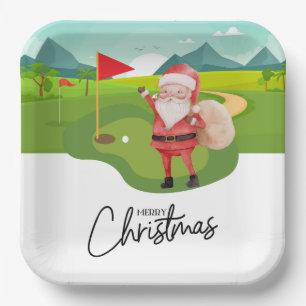 Golf Par tee party Santa Claus Christmas Party Paper Plate