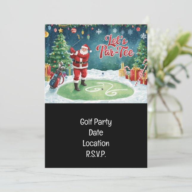 Golf Par tee party Santa Claus Christmas Squad  Invitation (Standing Front)