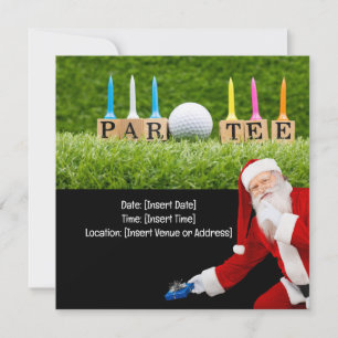 Golf Par tee party Santa Claus Christmas Squad Save The Date