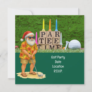 Golf Par tee party Santa Claus Christmas Squad Save The Date
