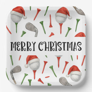 Golf Par tee party Santa Hat Christmas funny  Paper Plate