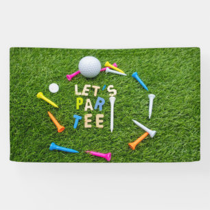 Golf Par tee party with golf ball colourful tees Banner