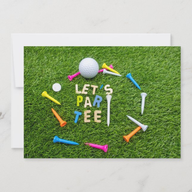 Golf Par tee party  with golf ball colourful tees  Invitation (Front)