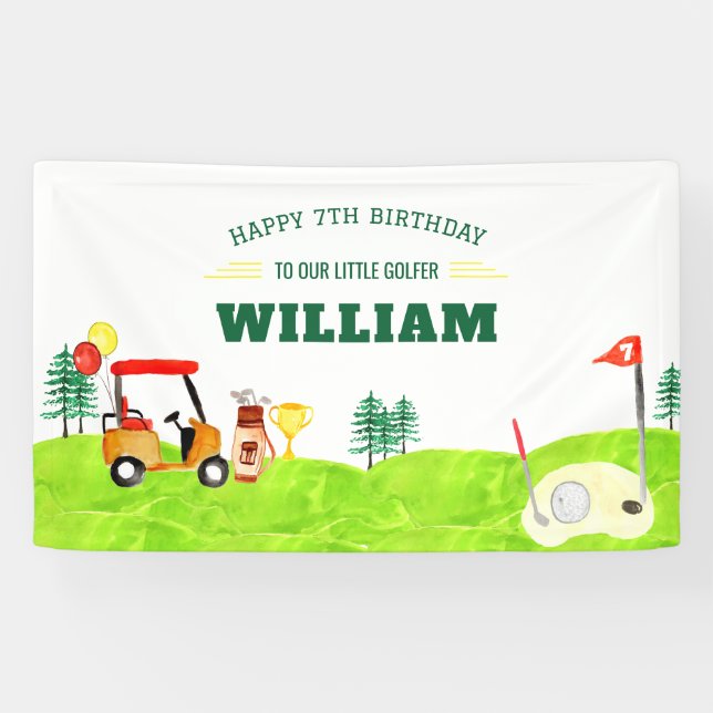 Golf Par-tee Swing By Boy Kids Birthday Banner (Horizontal)