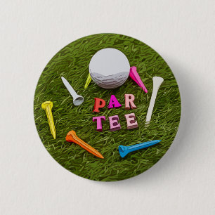 Golf Par Tee with tee on green golfer party 6 Cm Round Badge