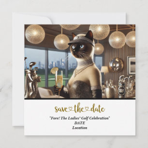Golf Par tee Woman golfer party save the date