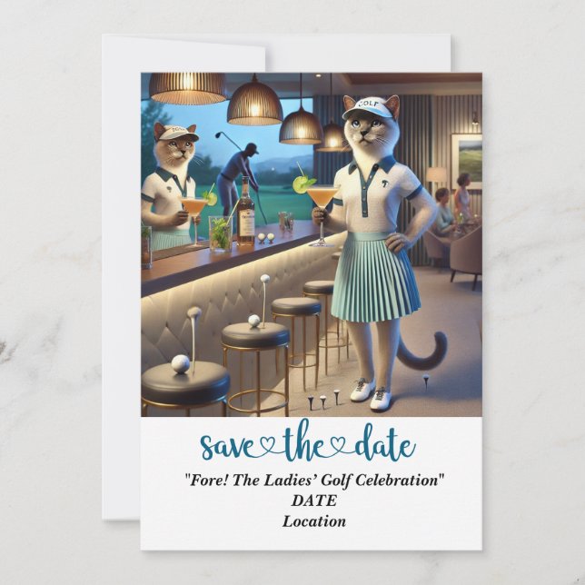 Golf Par tee Woman golfer party save the date  Invitation (Front)