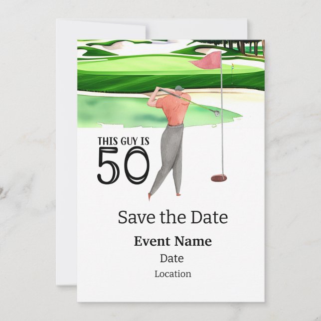 Golf Party  50th Birthday Save the Date for golfer Invitation (Front)