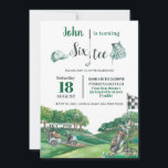 Golf Party 60th Birthday Turning Sixty   Invitation<br><div class="desc">Personalise this awesome golf party invitation with your own wording and party details easily and quickly, simply press the customise it button to further re-arrange and format the style and placement of the text. All text is editable. Great for any age! Matching items available in store! (c) The Happy Cat...</div>