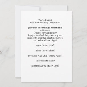 Golf Party  80th Birthday Save the Date for golfer Invitation