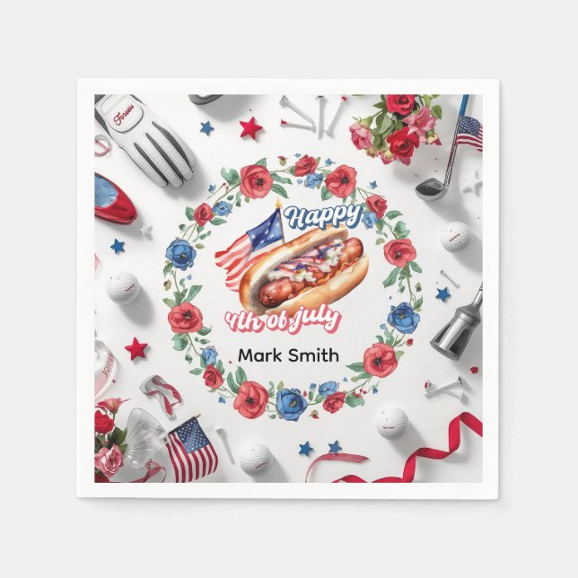Golf Party American 4th July  Napkin (Front)