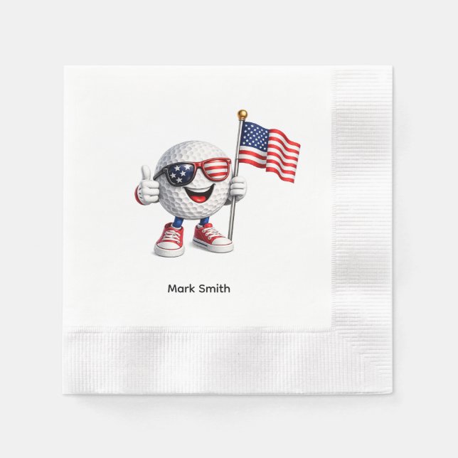 Golf Party American 4th July  Napkin (Front)